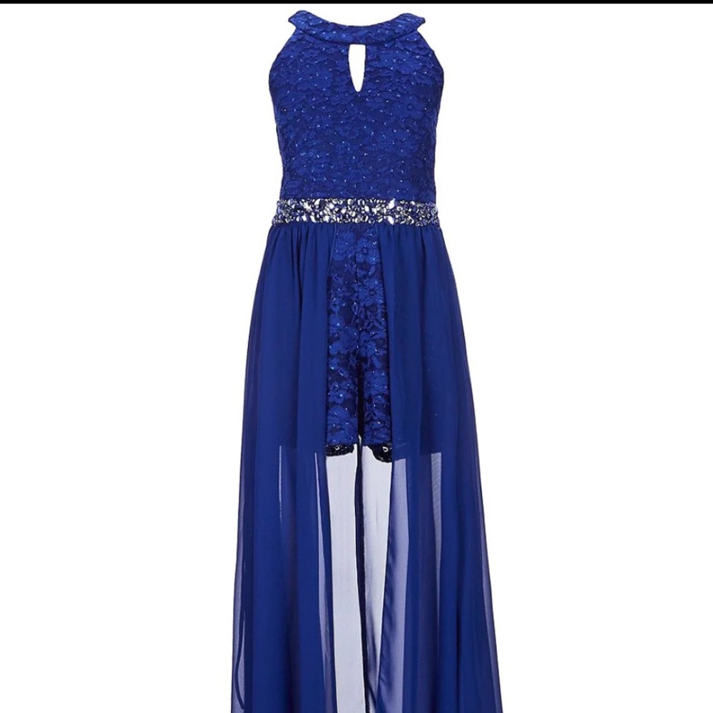 Speechless Royal Blue Sequin High-Low Formal Dress for Girls
